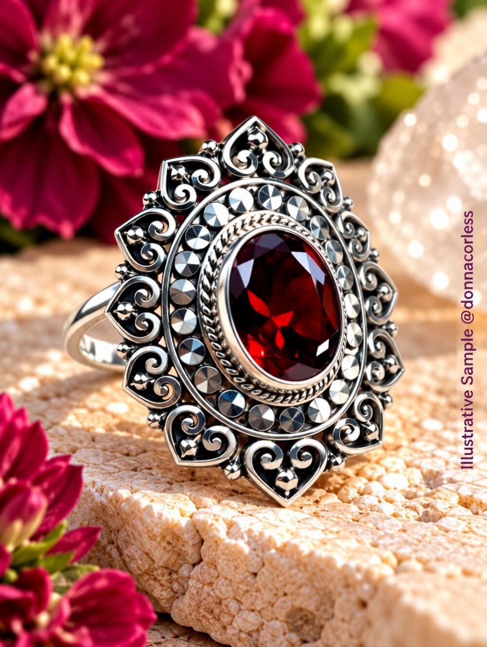 Bali Legacy Mozambique Garnet 2.90ct Sterling Silver Ring Size 8 NWT